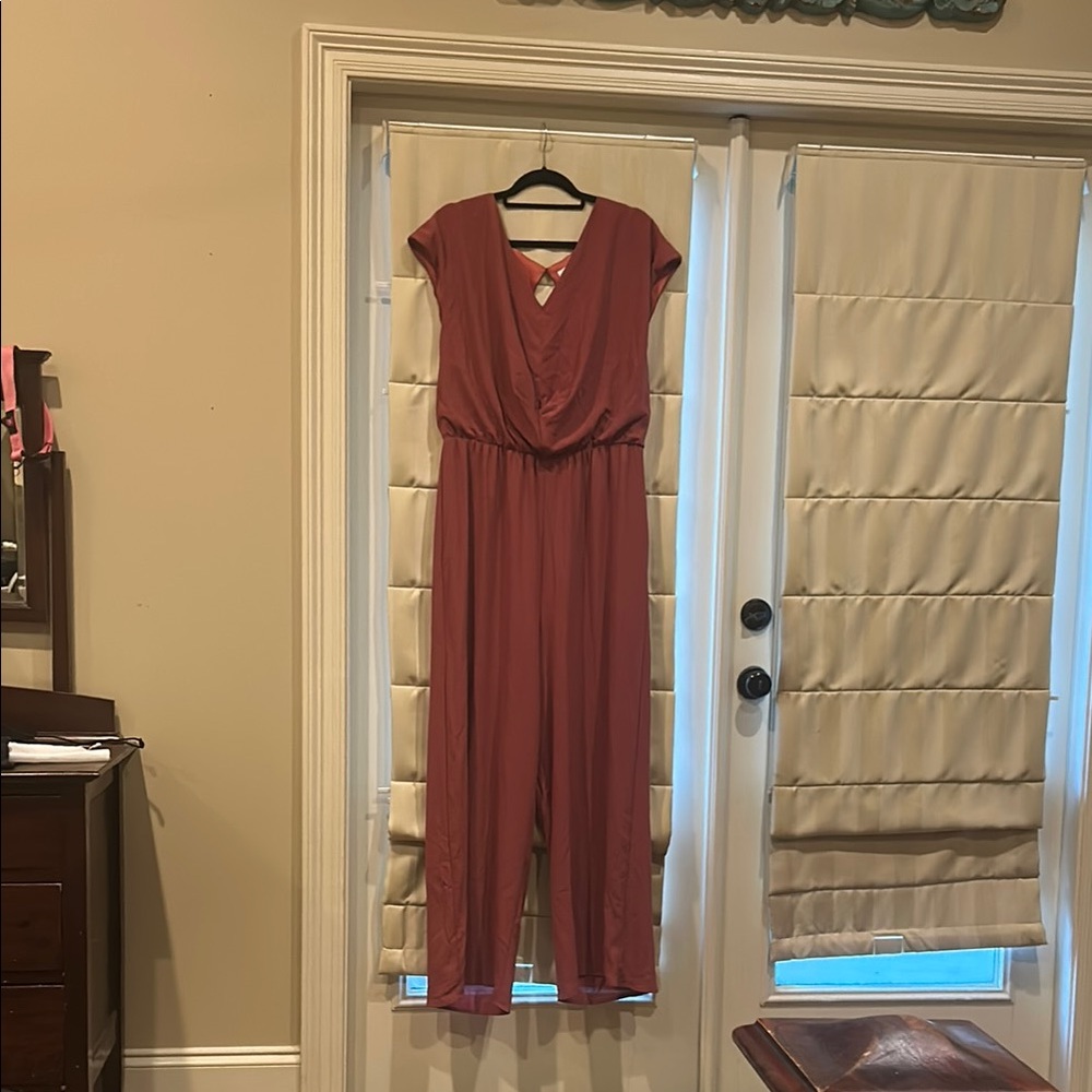 She + Sky Pink Wrap-Style Jumpsuit